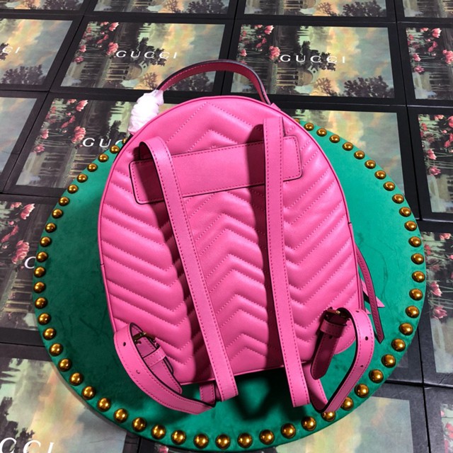 Gucci雙肩包 476671 GUCCI古馳女士雙肩包 絎縫牛皮 古奇玫紅色女後背包  gqy2478